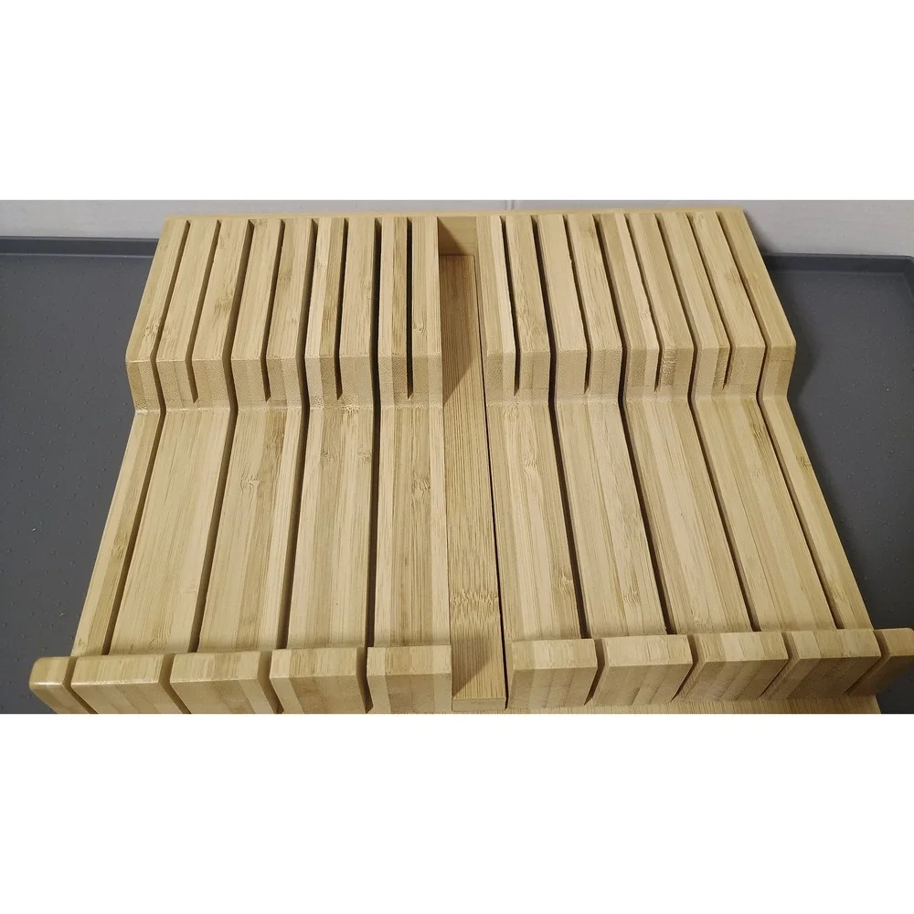 Utoplike Bamboo In-Drawer Knife Block Organizer Natural Wood Excellent Condition